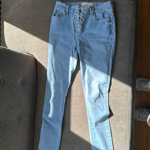 High Wasited Tied Up Skinny Jeans